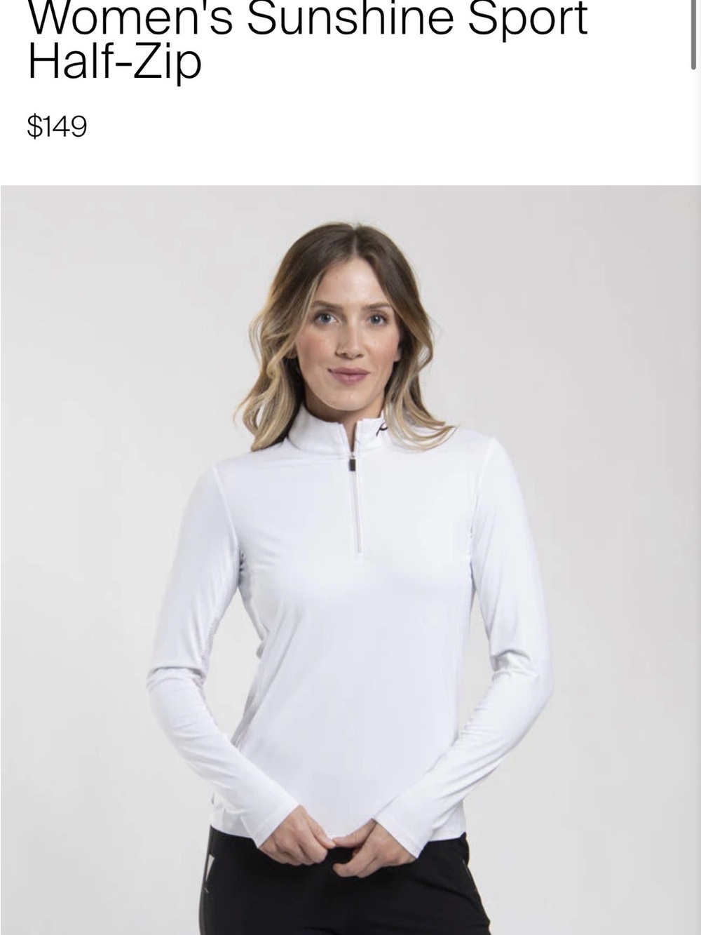 NWT Women's Sunshine Sport Half-Zip Long Sleeve Top - White